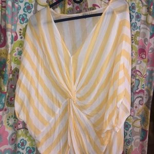 yellow and white flowy shirt